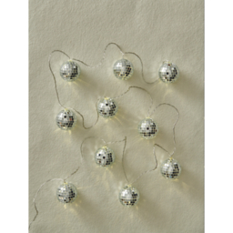 Silver-Tone Disco Ball String Lights 10 Piece