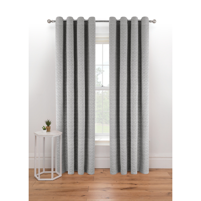 Grey Pinsonic Quilted Velvet Eyelet Curtains