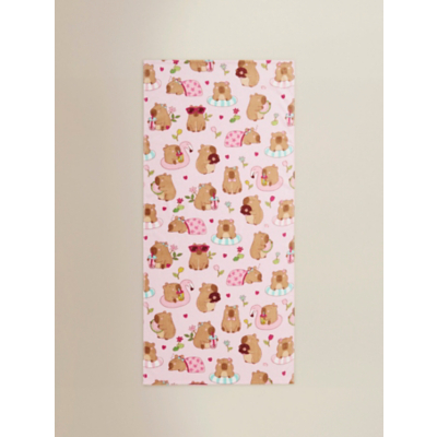 Pink Capybara Printed Beach Towel