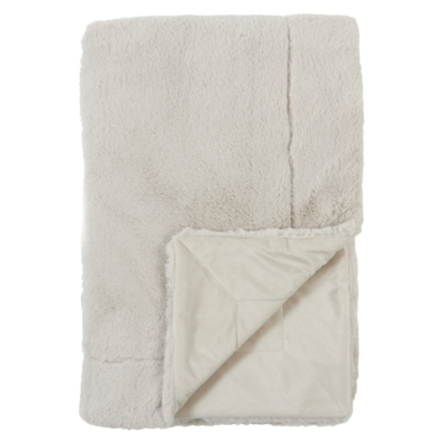 Natural Plain Faux Fur Throw - 130cm x 170cm