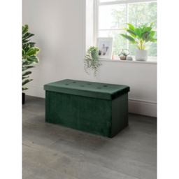 Dark Green Velvet Storage Ottoman