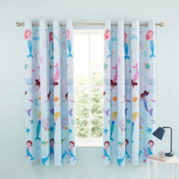 Catherine Lansfield Mermaid Blue & Pink Curtains