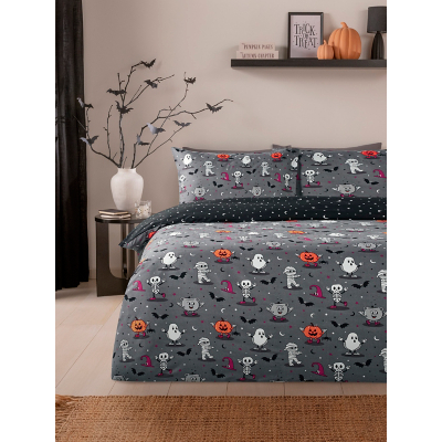 Grey Monster Mash Soft-Touch Microfibre Duvet Set