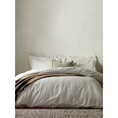 Hebden Light Brown Mélange Stripe 100% Cotton Duvet Cover Set