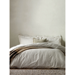 Hebden Light Brown Mélange Stripe 100% Cotton Duvet Cover Set