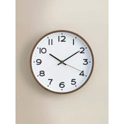 Dark Wood Round Clock with Wooden Trim