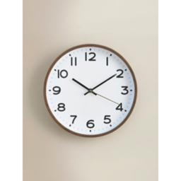 Dark Wood Round Clock with Wooden Trim