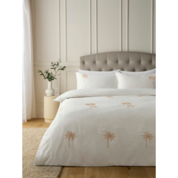 Cream Embroidered Palm Tree Duvet Set