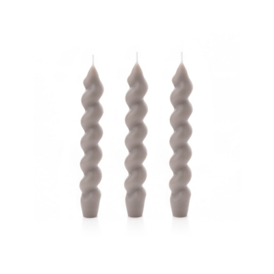Grey Hestia Set of 3 Twisted Taper Candles