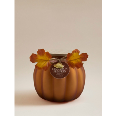 XL Orange Glass Cinnamon Pumpkin Scented Candle