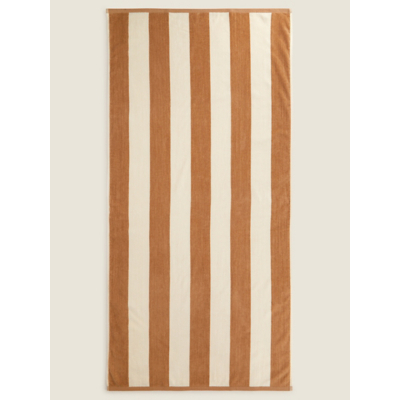 Tan Stripe Cotton Beach Towel