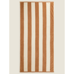 Tan Stripe Cotton Beach Towel