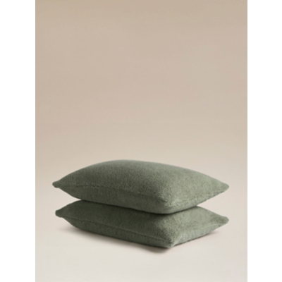 Light Green Plain Teddy Pillowcase Pair