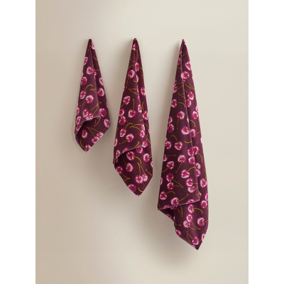 Purple Cherries Printed Cotton Towel Range
