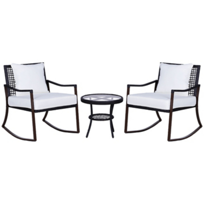 Outsunny 3 Piece Rattan Rocking Bistro Set