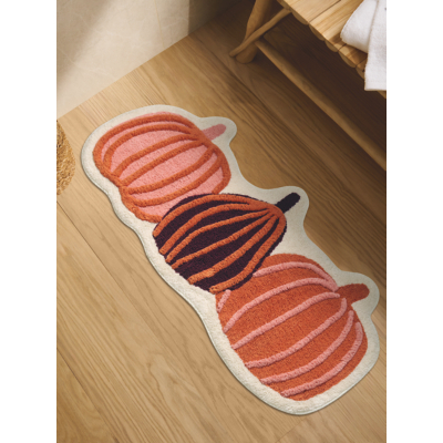 Burgundy Pumpkins Cotton Runner Bath Mat