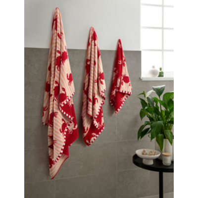 Peach Striped Crab Towel Range