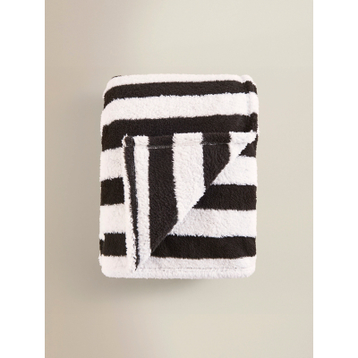Black & White Super-Soft Striped Blanket - 200cm x 220cm