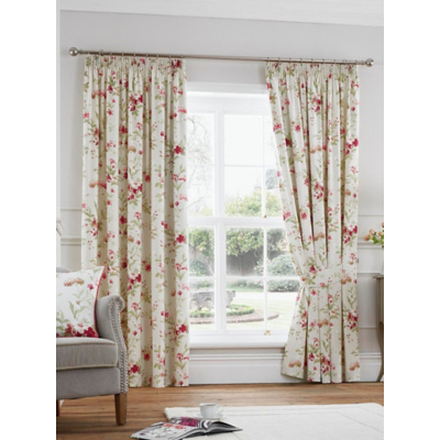 Fusion Red Jeannie Pencil Pleat Curtains