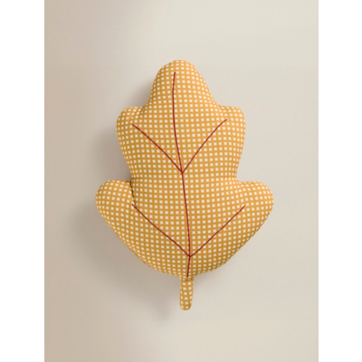 Yellow Gingham Leaf-Shaped Cushion