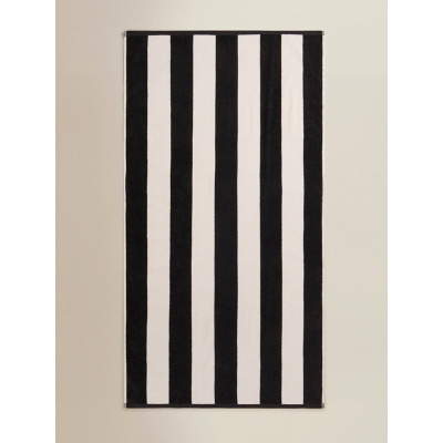 Black Striped Cotton Beach Towel