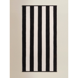 Black Striped Cotton Beach Towel