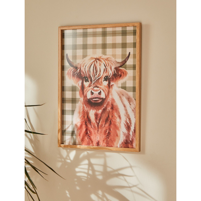 Brown Highland Cow Framed Print A3