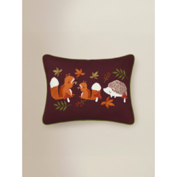 Brown Woodland Animals Printed Cushion