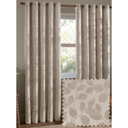 Wylder Natural Grace Leaf Jacquard Lined Eyelet Curtains