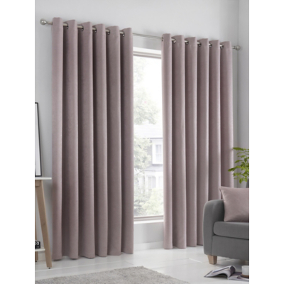 Fusion Strata Thermal Dim-Out Eyelet Curtains in Blush Pink
