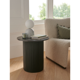Black Marble Ribbed Side Table