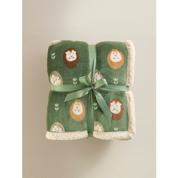 Green Hedgehog Sherpa Throw - 120cm x 150cm
