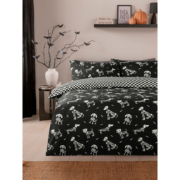 Black & White Skeleton Dog Reversible Duvet Set