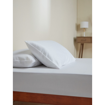 White 100% Cotton Plain Sateen Fitted Sheet
