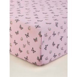 Pink & White Beautiful Butterflies Fitted Sheet