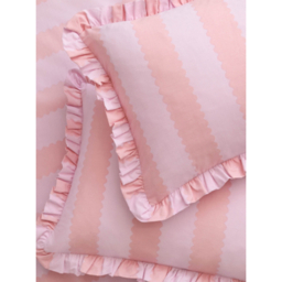 Wylder Pink Birdie Stripe Ruffle Pillowcase Pair