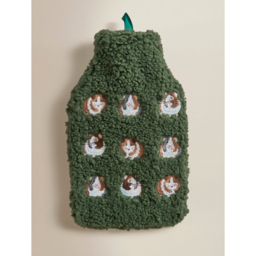 Green Guinea Pig Embroidered Boucle Hot Water Bottle