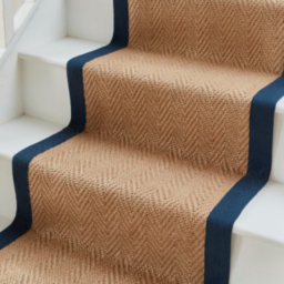 Think Rugs Portland Jute Navy Border Stair Runner