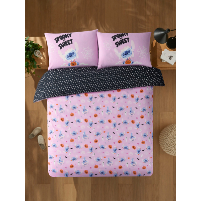 Disney Stitch Pink Halloween Reversible Duvet Set