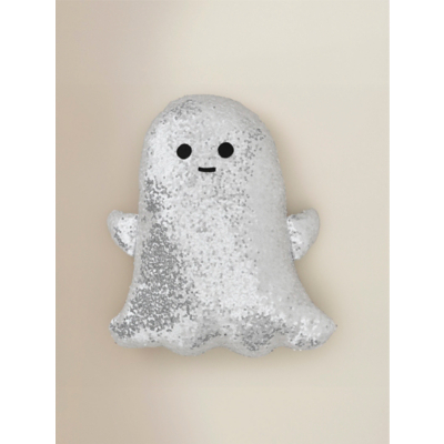 Silver-Tone Sequin Ghost-Shaped Cushion