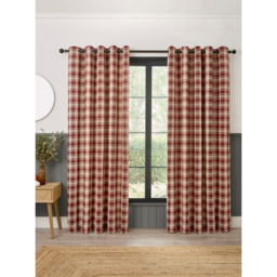 Curtina Red Everett Woven Eyelet Curtains