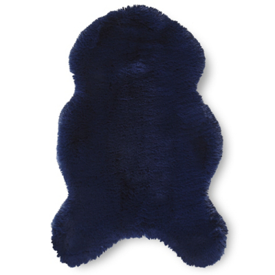 Think Rugs Navy Teddy Luxury Super Soft Pelt Shape Rug