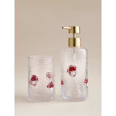 Toadstool Hammered Glass Soap Dispenser & Tumbler Set