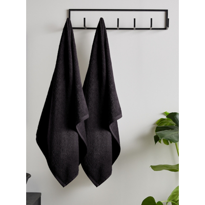 Catherine Lansfield Black Quick Dry Bath Sheet - Set of 2