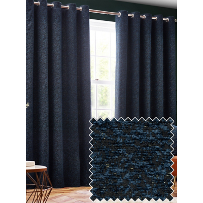 Paoletti Navy Galaxy Chenille Eyelet Curtains