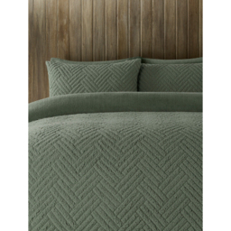 Grey Herringbone Teddy Duvet Set