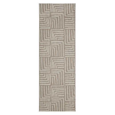 maker Indoor/Outdoor Taupe Patches Runner