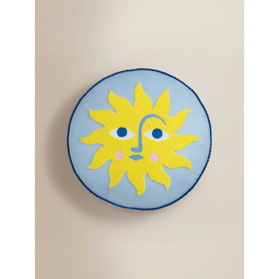 Blue Round Sun-Shaped Cushion