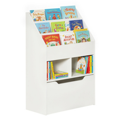 HOMCOM White Kids Bookcase & Toy Drawer