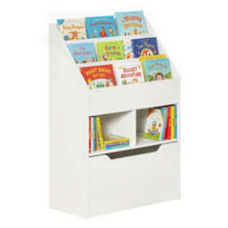 HOMCOM White Kids Bookcase & Toy Drawer